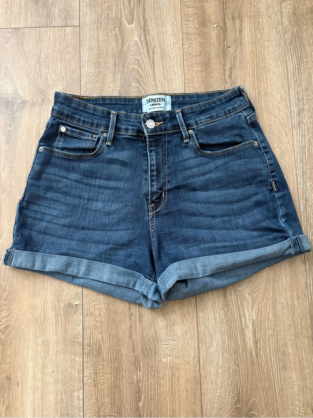 Denizen from Levi's Dark Blue Rolled Hem Jean Shorts